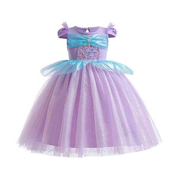 Foanja Sirène Déguisement et Accessoires Fille Ariel Princesse Paillettes Tulle Robes de Soirée pour Enfant Cosplay Halloween