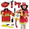 Kobeela Costume de pompier pour enfants, tenue de pompier avec accessoires de jouets pour garçons et filles de 3 à 6 ans, jeu