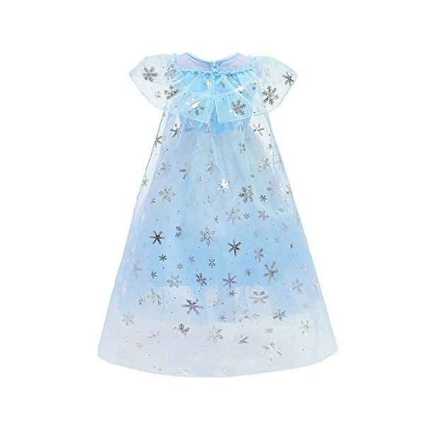 FYMNSI Costume de princesse Elsa de la Reine des Neiges avec accessoires pour enfants de 2 à 9 ans - Bleu - 3 ans