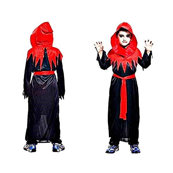 Costume de ministre gothique - diable - déguisement - carnaval - halloween - secte - couleur noire - enfant - taille m - 4-6 