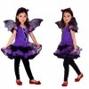 Costume de fille chauve-souris - vampire - déguisement - Halloween - carnaval - enfants - taille M - 5-7 ans - idée cadeau po