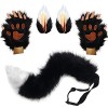 Faux Fourrure Loup Fox Queue Clip Oreilles Et Gants Ensemble Imitation Bête Queue Oreilles Costume À La Main Cosplay Jeu De R