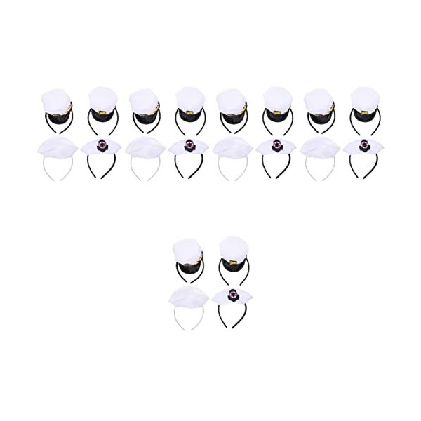 minkissy 12 Pcs Officier Navy Party Supplies Mini CaptainS Naval Cap Enfants Chapeaux Et Bandes Robe Yacht Bateau Enfants Ce