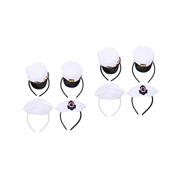 minkissy 12 Pcs Officier Navy Party Supplies Mini CaptainS Naval Cap Enfants Chapeaux Et Bandes Robe Yacht Bateau Enfants Ce