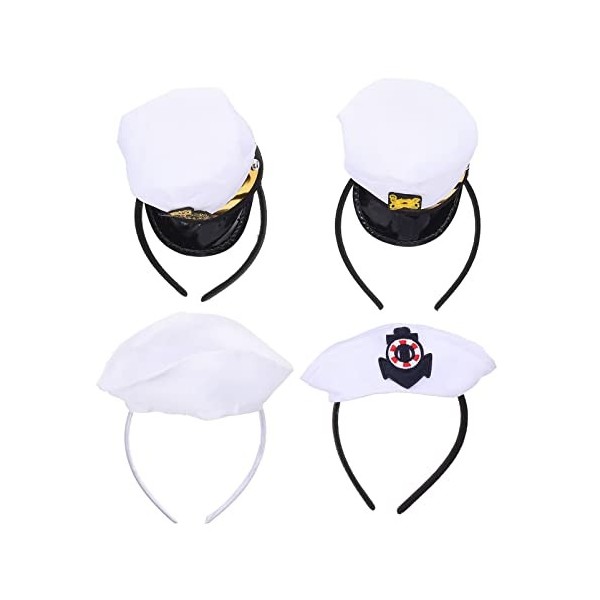 minkissy 12 Pcs Officier Navy Party Supplies Mini CaptainS Naval Cap Enfants Chapeaux Et Bandes Robe Yacht Bateau Enfants Ce