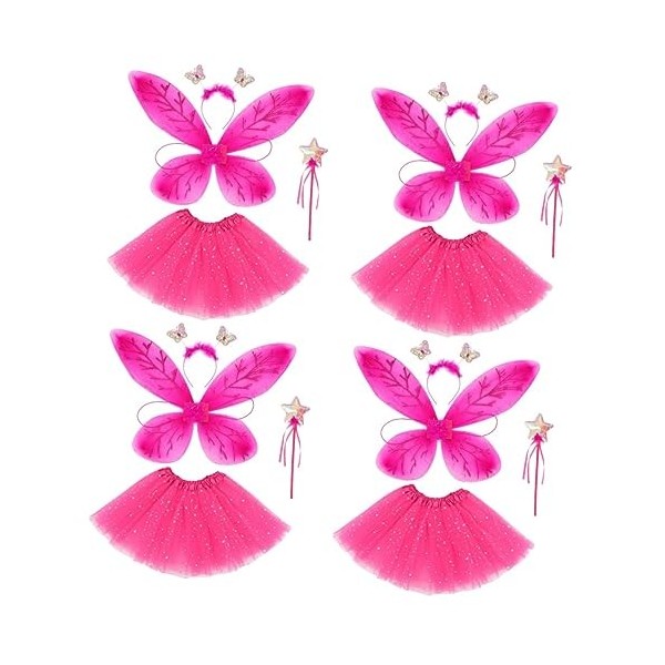 jojofuny 4 Ensembles Tutu Costume Maquillage Fille Cadeaux Halloween Noël Carnaval Anniversaire Bandeau Cosplay Jupe De Fées 