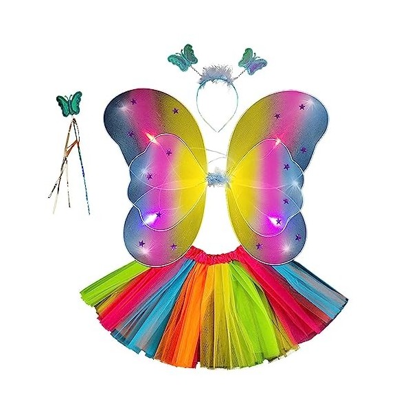 Onlynery Tissu Papillon | Papillon Baguette Cosplay Accessoires avec Lumières, Costumes Fée pour EnfantsHabiller des Fée pour