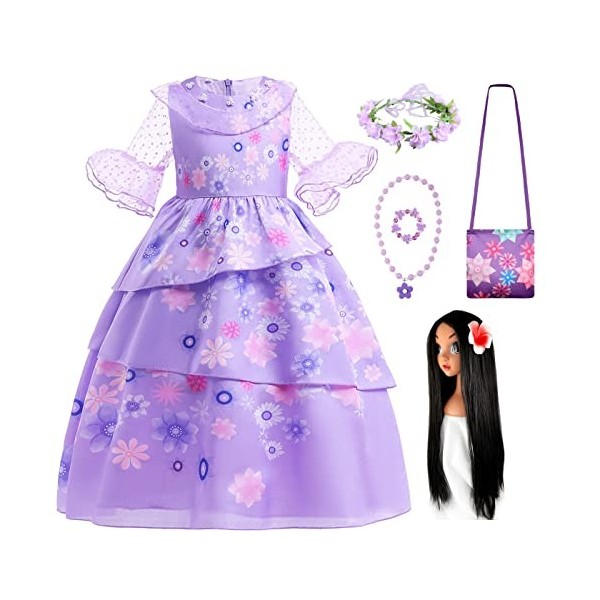 AISHANGYIDE Deguisement Isabela Costume avec Accessoires Perruque Filles Princesse Vêtements Animation Fantaisie la Magie Isa