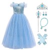 Robe de Cendrillon,Costume pour enfant,Robe princesse fille,Tulle,Robe maxi,Raiponce,Princesse,Cosplay,Festive,Carnaval,Robe 