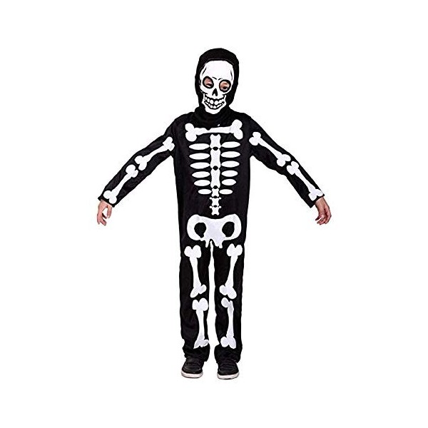 Costume de squelette - déguisement - carnaval - halloween - zombies - monstre - mort - os - couleur noire - enfant - taille l