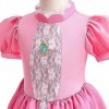 FUYERLI Costume de cosplay princesse pêche pour filles, robe princesse pêche super frères, déguisement dHalloween pour enfan