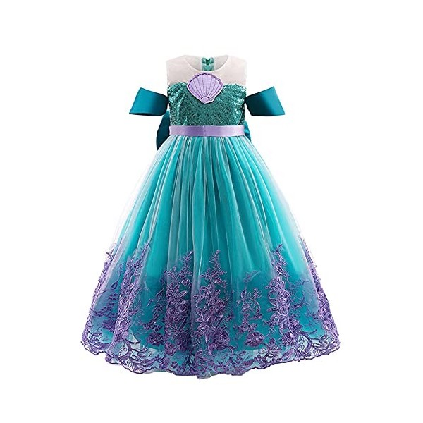 Kosplay Costume de princesse Ariel pour fille avec accessoires perruques sirène déguisement enfant anniversaire fête Noël Hal