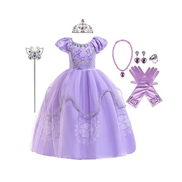 Raiponce Sophia Tulle Princesse Robe Enfants Filles Helloween Cosplay  Costume Robe de Bal Fête Déguisement