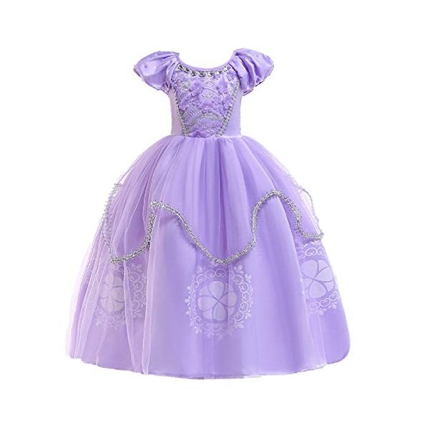 HIHCBF Déguisement de princesse de sofia pour fille Raiponce Anniversaire, Noël, Halloween, Cosplay, Carnaval, avec gants acc