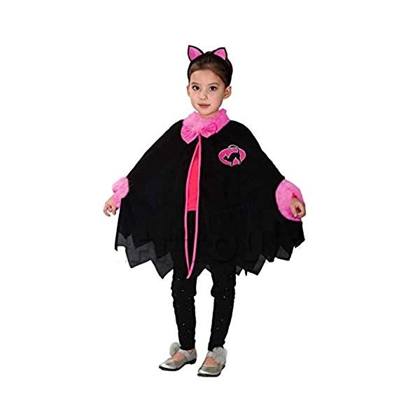 Costume de Chat - Chaton pour Fille - Déguisement - Carnaval - Halloween - Accessoires - Cape Poncho + Bandeau avec Oreilles 