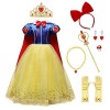 Odizli Costume de Princesse de Neige pour Fille Costume de Carnaval Robe de Noël Cosplay Halloween avec Accessoires, Gants, d