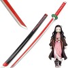 HXSM 104cm Épée Kamado Nezuko Katana Demon Slayer Épée Cosplay DAnime Katana Tout en Bois Enfants Jouet Accessoire Darmes d