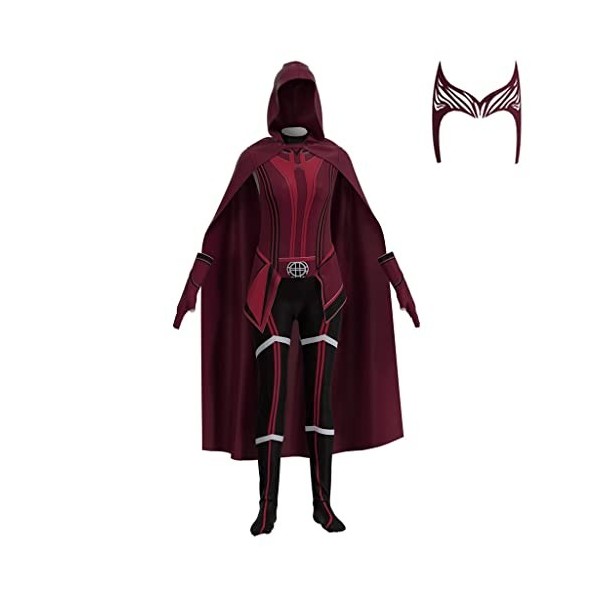 Convient aux enfants et aux adultes sorcière écarlate cosplay célèbre film même costume cape haut casque accessoire tenue Co