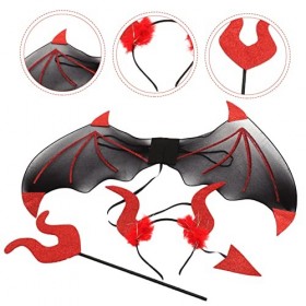 Totority 5 Ensembles Diable Ailes Bal Bandeau Accessoires De Bal Maquillage Cheveux Wrap Bandeau Démon Ailes Costume Enfants 