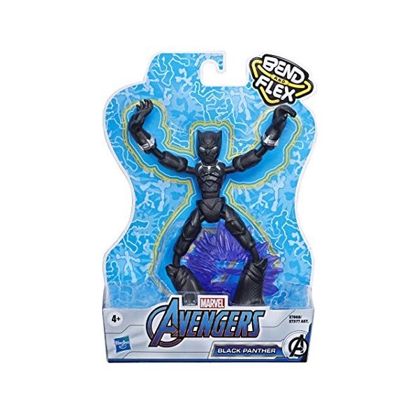 Avengers E7868 Marvel Bend and Flex Action Figure Toy, 6-inch Flexible Black Panther, Includes Accessory, Ages 4 and Up, Mult