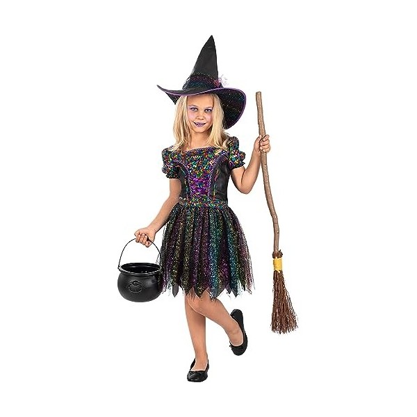 Funidelia | Déguisement sorcière glitter pour fille Sorcières, Magiciens, Halloween, Horreur - Déguisement pour enfant et acc