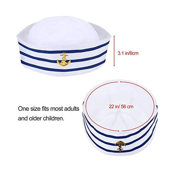12 Pièces Chapeaux de Marin en Bleu et Blanc Chapeau de Capitaine pour Accessoire de Costume Fête de Déguisement Style Délic