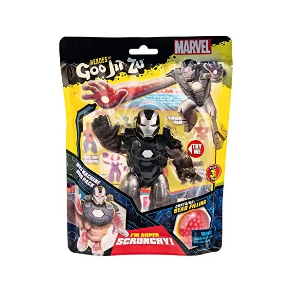 Heroes of Goo Jit Zu Marvel War Machine Hero Pack – Super Chouchou rempli de Perles Marvel Figurines Marvel de 11,4 cm de Hau