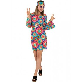 Funidelia | Déguisement Hippie des années 60s pour femme Années 60, Flower power, Décennies - Déguisement pour Adultes et ac