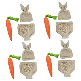 ABOOFAN 4 Ensembles Nouveau-Né Pull Lapin Costume Pâques Lapin Photographie Accessoires Lapin Costume Tenue Photo Accessoires