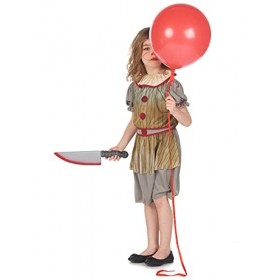 Generique - Déguisement Clown Terrifiant Gris Fille - S 4-6 Ans 110-120 cm 