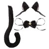 BONOCO Oreilles de Chat Bandeau Queue Noeud Papillon Déguisements Halloween Cosplay Costume Fête Décoration Accessoire Blanc 