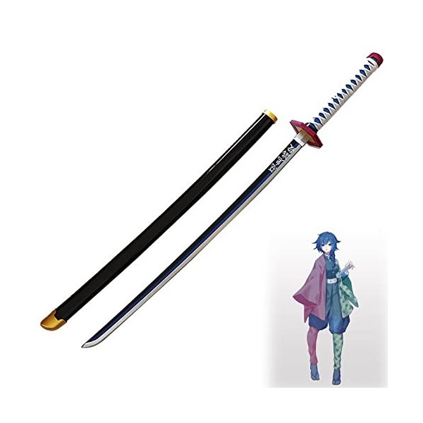 HASMI Épée DAnime de Cosplay Katana En Bambou, Accessoire DArme de Lame de Tueur de Démons Tomioka Giyuu de 80 Cm/B