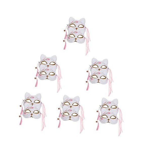 Abaodam 12 Pièces Masque De Renard Sakura Masques De Cosplay De Fête Accessoires De Costume DAnimal Masques DAnime Diadème 