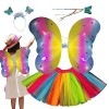 WOTEG fées pour Filles - Costumes fées pour avec lumières,4 pièces Accessoires Cosplay Baguette Papillon Habiller des Ailes f