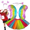 WOTEG fées pour Filles - Costumes fées pour avec lumières,4 pièces Accessoires Cosplay Baguette Papillon Habiller des Ailes f