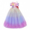 IMEKIS Enfant Fille Cendrillon Sofia Costume Princesse Halloween Noël Carnaval Cosplay Déguisement Fleur Aurora Robe avec Fée