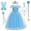 FYMNSI Costume ELSA Reine des Neiges Robe de princesse avec accessoires Cape de Noël Halloween Déguisement Carnaval Cosplay p