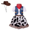 maxToonrain Costume de cowgirl pour filles – Déguisement amusant de princesse pour Halloween, Noël, fête gilet rose et chape