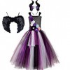 IDOPIP Maléfique Maléfique Sorcière Costume Robe pour Enfants Bébé Filles Halloween Carnaval Cosplay Déguisement Déguisement 