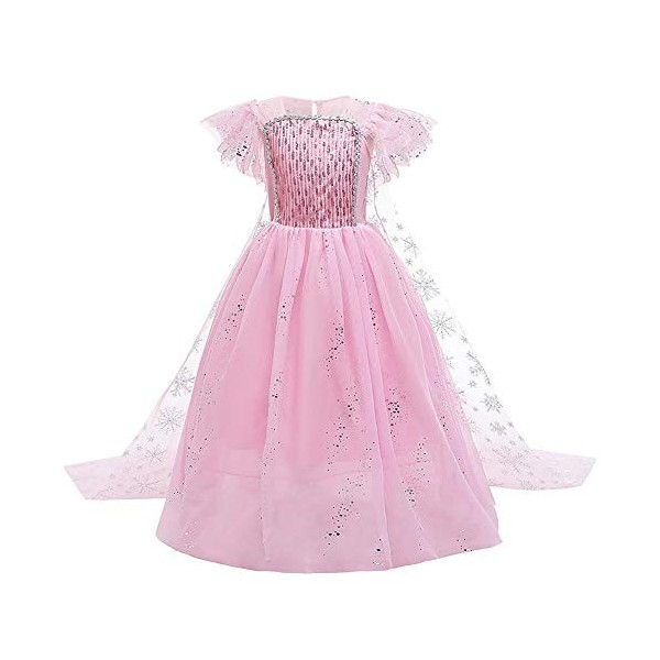 Costume de princesse Elsa - Reine des Neiges - Pour fille et enfant - Robe en tulle avec cape - Accessoire de princesse des g