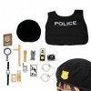 Virtcooy Jeu Policier,Policier Jouet en Bois créatif - 17 pièces Enfants Policier Accessoires garçons et Filles Jouets simulé