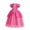 FUYERLI Costume de cosplay princesse pêche pour filles, robe princesse pêche super frères, déguisement dHalloween pour enfan