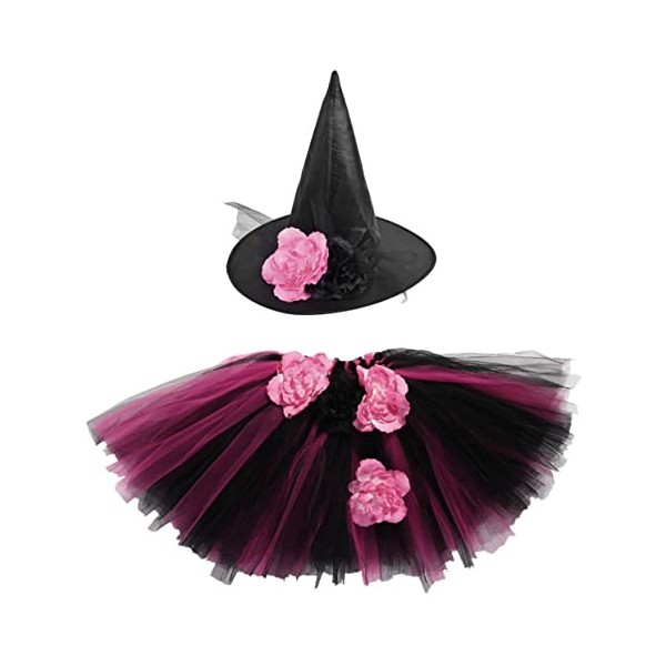 ABOOFAN Halloween Sorcière Tutu Cosplay Costume Robe En Tulle Rouge Enfants Accessoires De Sorcière Enfants Chapeau De Sorciè