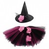 ABOOFAN Halloween Sorcière Tutu Cosplay Costume Robe En Tulle Rouge Enfants Accessoires De Sorcière Enfants Chapeau De Sorciè