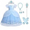 IBAKOM Enfants Filles Déguisements Sofia Cendrillon Robe Princesse Costume Conte Fée Carnaval Cosplay Fête Anniversaire Noël 