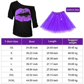 Kit Déguisement Année 80 Accessoire Femme, T-Shirt, Tutu, Sac Banane, Bandeau, Boucle dOreille, Collier, Gants Résille, Vête