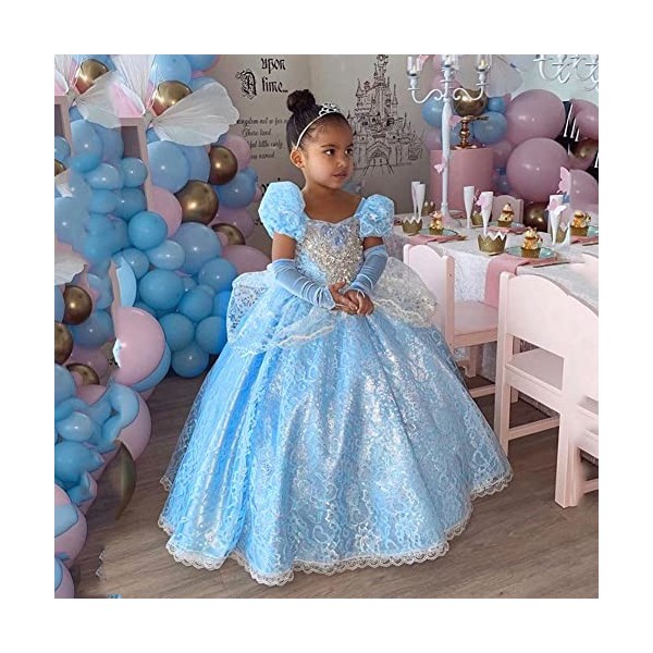 IBTOM CASTLE Déguisement Cendrillon Filles Enfants Princesse Robe Halloween Carnaval Soirée Anniversaire Partie Cendrillon Co