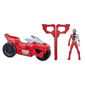 Power Rangers Dino Fury Rip N Go T-Rex Battle Rider and Dino Fury Red Ranger 15-cm-Scale Vehicle and Action Figure Toys, Mult