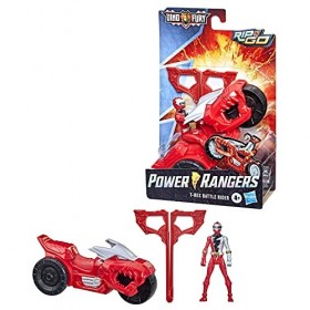 Power Rangers Dino Fury Rip N Go T-Rex Battle Rider and Dino Fury Red Ranger 15-cm-Scale Vehicle and Action Figure Toys, Mult