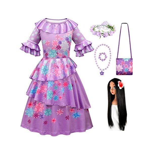 AISHANGYIDE Deguisement Isabela Costume avec Accessoires Perruque Filles Princesse Vêtements Animation Fantaisie la Magie Isa